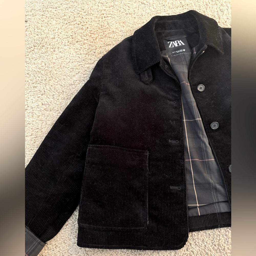 Zara Black Corduroy Button-Up Jacket